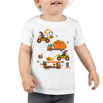 Kids Construction Vehicle Halloween Crane Truck Pumpkin Boys Kids Toddler Tshirt - Thegiftio UK
