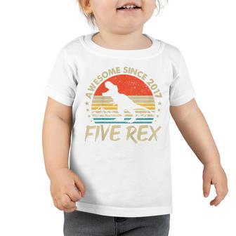 Kids Dinosaur T Rex 5Th Birthday Gifts Dino 5 Year Old Boys Kids Toddler Tshirt - Thegiftio UK