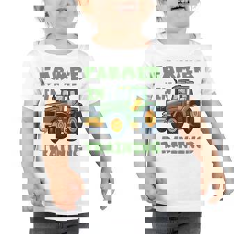 Kids Funny Tractor Boy Farmer In Training Tractor Graphic Toddler Tshirt - Thegiftio