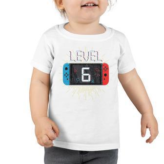 Kids Level 6 Birthday Boy 6 Year Old Video Games Gaming Gift Kids Toddler Tshirt - Thegiftio UK