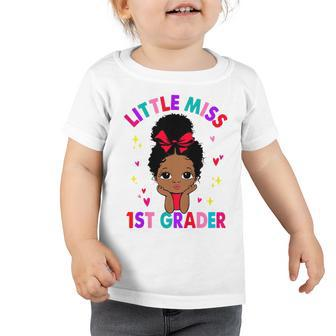 Kids Little Miss 1St Grader Black Girl Back To School 1St Grade Toddler Tshirt - Seseable