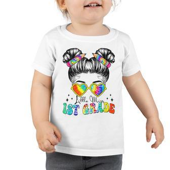 Little Miss 1St Grade Back To School Tie Dye Messy Bun Toddler Tshirt - Thegiftio UK