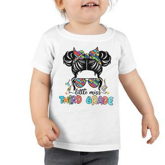 Little Miss Third Grade Funny Messy Bun Back To School V2 Toddler Tshirt - Seseable