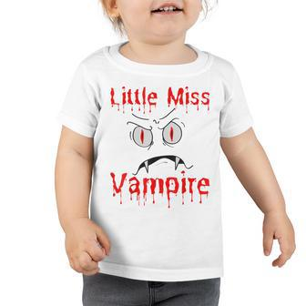 Little Miss Vampire Halloween Costume Girl Funny Girls Scary Toddler Tshirt - Seseable