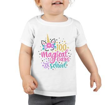 100 Magical Days Of School Cute Unicorn Back To School Toddler Tshirt - Thegiftio UK