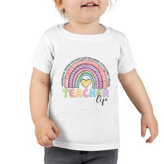 Cute Rainbow Teacher Life Teacher Last Day Of School Toddler Tshirt - Monsterry UK