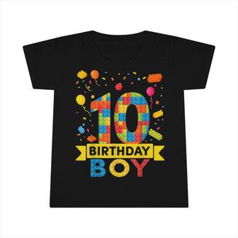 10 Year Old Building Blocks 10Th Birthday Boy Infant Tshirt - Seseable