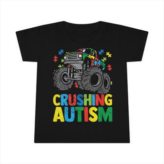 Kids Monster Truck Crushing Austim Autism Awareness Infant Tshirt - Seseable
