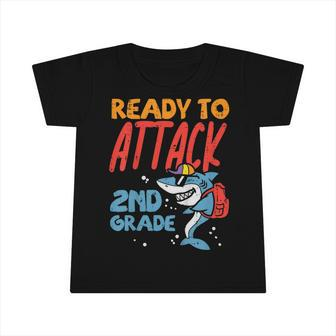 Kids Ready To Attach 2Nd Grade Shark First Day Of School Back To School Infant Tshirt - Seseable