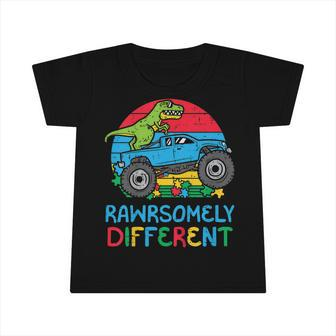 Kids Trex Monster Truck Rawrsomely Different Autism Toddler Boys Infant Tshirt - Seseable