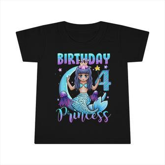 Mermaid Birthday Girl 4 Years Old Mermaid 4Th Birthday Girls Graphic Design Printed Casual Daily Basic Infant Tshirt - Thegiftio UK