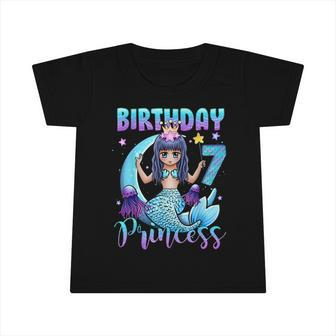 Mermaid Birthday Girl 7 Years Old Mermaid 7Th Birthday Girls Graphic Design Printed Casual Daily Basic Infant Tshirt - Thegiftio UK