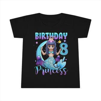 Mermaid Birthday Girl 8 Years Old Mermaid 8Th Birthday Girls Graphic Design Printed Casual Daily Basic Infant Tshirt - Thegiftio UK