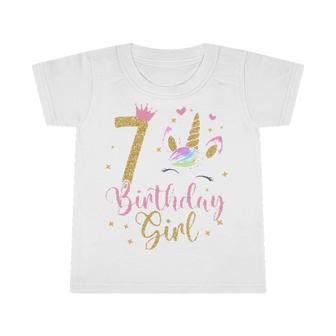 7 Years Old Birthday Girl Cute Unicorn Infant Tshirt | Mazezy