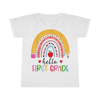 Back To School Hello First Grade Teacher Rainbow Teachers Infant Tshirt - Thegiftio UK