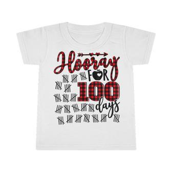 Buffalo Plaid Happy 100Th Day Of School Hooray For 100 Days Infant Tshirt - Thegiftio UK
