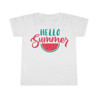 Hello Summer Watermelon Slice Fruit Lover Kids Boys Girls Infant Tshirt - Seseable