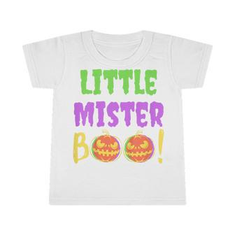 Kids Little Mister Boo Funny Halloween Son Ghost Toddler Kid Boys Infant Tshirt - Thegiftio UK