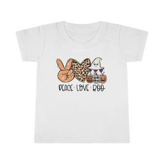 Peace Love Boo Leopard Heart Boo Crew Halloween Infant Tshirt - Seseable