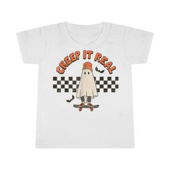 Retro Halloween Creep It Real Ghost Boy Fall Season Funny Infant Tshirt - Thegiftio UK