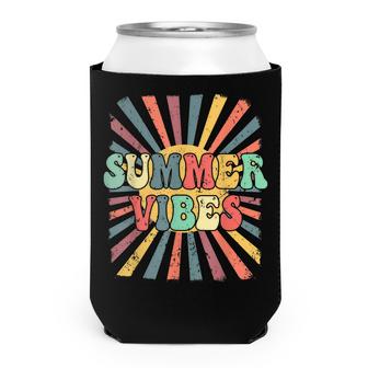 Summer Vibes Vintage Retro Sunshine Tropical Summer Vacation  Can Cooler