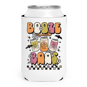 Groovy Booze And Boos Drinking Lover Halloween Vintage Retro Can Cooler - Thegiftio UK
