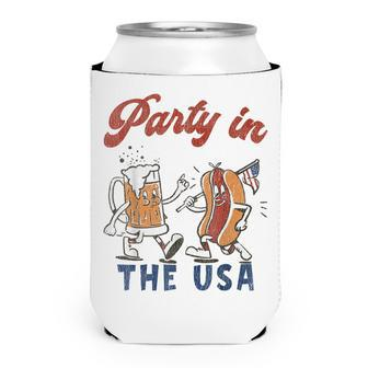 Party In The Usa Hot Dog Love Usa Funny Fourth Of July Can Cooler - Seseable
