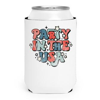 Retro Party In The Usa 4Th Of July Patriotic Can Cooler - Seseable