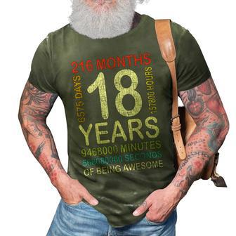 18Th Birthday 18 Years Old Vintage Retro 216 Months Boy Girl 3D Print Casual Tshirt - Seseable