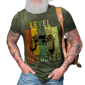 18Th Birthday Level 18 Unlocked Video Gamer Gift 3D Print Casual Tshirt - Seseable