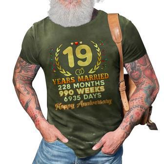 19 Years Married Happy 19Th Wedding Anniversary Couple Ring 3D Print Casual Tshirt | Mazezy