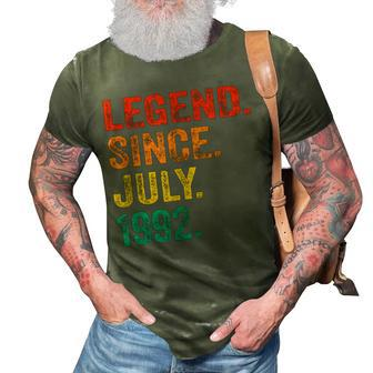 30Th Birthday Legend Since July 1992 30 Years Old Vintage 3D Print Casual Tshirt - Seseable