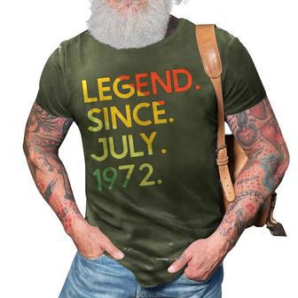 50 Years Old Vintage Legend Since July 1972 50Th Birthday 3D Print Casual Tshirt - Seseable