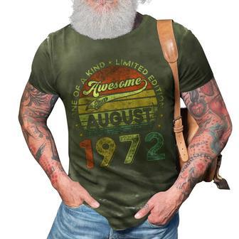 50Th Birthday Gift 50 Year Old Boy Awesome Since August 1972 3D Print Casual Tshirt - Thegiftio UK