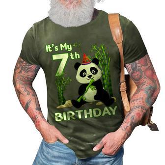 7Th Birthday Gifts 7 Years Old Party Animal Panda Lover 3D Print Casual Tshirt - Thegiftio UK