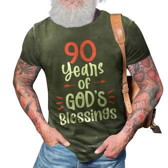90 Years Of Gods Blessings 90 Year Old Happy 90Th Birthday 3D Print Casual Tshirt - Seseable