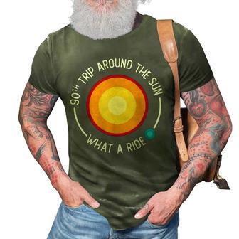 90Th Birthday Retro 90Th Trip Around The Sun What A Ride 3D Print Casual Tshirt - Seseable