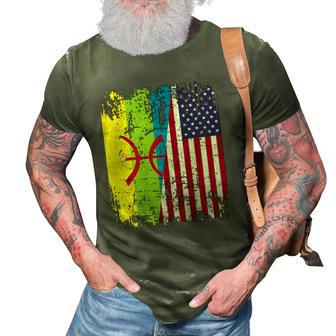 Amazigh Roots Half American Flag Proud Of Kabyle Flag 3D Print Casual Tshirt | Mazezy