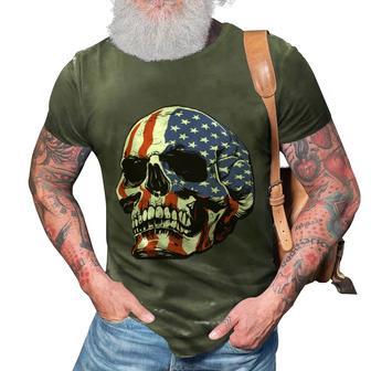 American Flag Patriotic Skull V2 3D Print Casual Tshirt - Monsterry DE