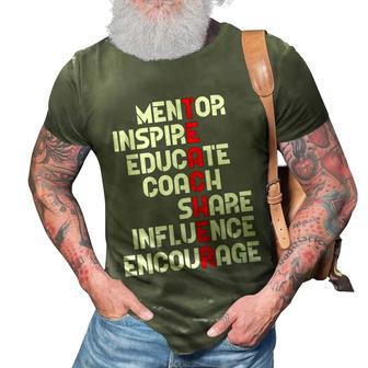 Awesome Teacher Definition Mentor Coach Educate Inspire Graphic Design Printed Casual Daily Basic 3D Print Casual Tshirt - Thegiftio UK