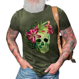 Beautiful Flower And Skull For Woman And Hard Rock 3D Print Casual Tshirt - Thegiftio