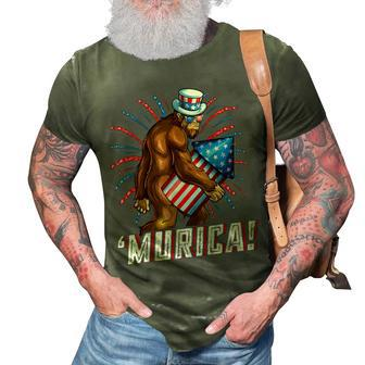 Bigfoot Fireworks Men Boys Murica 4Th Of July 3D Print Casual Tshirt - Seseable