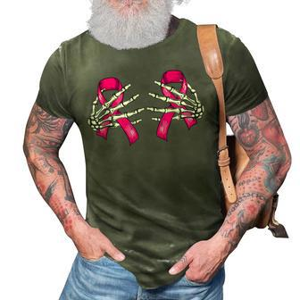 Boob Skeleton Hand On Breast Cancer Ribbon Halloween Womens 3D Print Casual Tshirt - Thegiftio UK