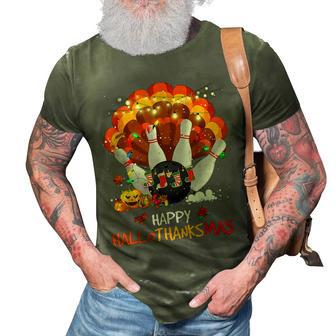 Bowling Halloween And Merry Christmas Happy Hallothanksmas 3D Print Casual Tshirt - Thegiftio UK