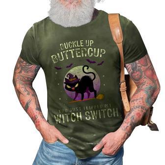 Buckle Up Buttercup Scary Halloween Black Cat Costume Witch 3D Print Casual Tshirt - Seseable