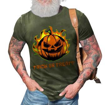 Burning Pumpkin Flaming Trick Or Treat Halloween 2022 3D Print Casual Tshirt - Seseable
