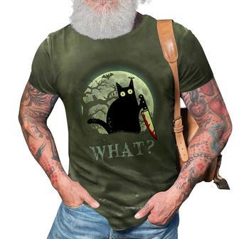 Cat What Murderous Black Cat With Knife Halloween Costume V2 3D Print Casual Tshirt - Seseable