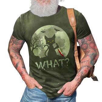 Cat What Murderous Black Cat With Knife Halloween Costume V3 3D Print Casual Tshirt - Seseable
