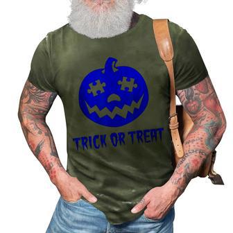 Cool Trick Or Treat Blue Autism Awareness Pumpkin Halloween 3D Print Casual Tshirt - Seseable