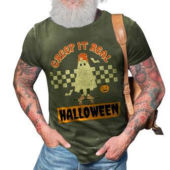Creep It Real Retro Halloween Funny Ghost Skateboarding 3D Print Casual Tshirt - Seseable